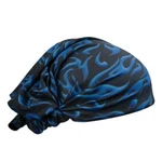 Blue Black Flames Schampa Doo-z Headwrap Long Hair Scarf Durag Biker. Fixed Price $12.95.