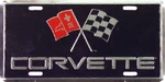 Hangtime Corvette W Racing Flags 6X12 Embossed Aluminum License Plate. Fixed Price $10.95.