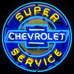 24" X Super Chevrolet Service Neon Sign. Fixed Price $459.99.