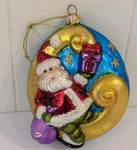 Santa Moon Whimsical Blown Glass Ornament Celestial 5" Summit Collection. Fixed Price $17.09.