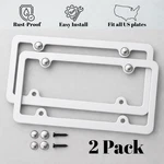 2PK Premium White Aluminum Metal Decritive Slim License Plate Cover Frame 4 Hole. Fixed Price $11.99.