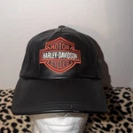 Harley-davidson O/s Black Leather Cap Hat Bar & Shield Motorcycle Biker Vintage. Fixed Price $45.00.