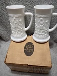 Vintage Opaque Milk Beer Stein/ Mug Tiara Exclusive Indian Glass- Embossed. Fixed Price $12.99.