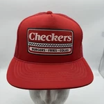 Checkers Burgers Fries Colas Restaurant Trucker Hat One Size Red Mesh. Fixed Price $24.99.