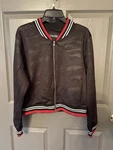 Red Fox Women Black White Camouflage Bomber Jacket Striped Trim Size Xl. Fixed Price $22.00.