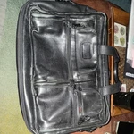 Tumi Black Leather Laptop Briefcase Expandable. Fixed Price $125.00.