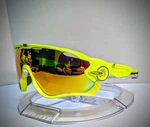 Oakley Jawbreaker Authentic Neon Yellow W/ Silver Icons And Fire Lens! Euc!!. Fixed Price $134.95.