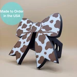 Cow Print Bow Trailer Hitch Cover, 2 Inch Receiver, Usa Made Truck Accessory. Fixed Price $39.00.