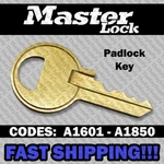 Master Padlock Replacement Key Cut To Your Code A1601 - A1850. Fixed Price $7.99.