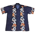 Canopy Mens Xl Navy Blue Dragon Tiger Graphic Button Up Short Sleeve Camp Shirt. Fixed Price $35.99.