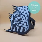 Skull With American Flag Trailer Hitch Cover Patriotic 2" Receiver Plug, Black. Fixed Price $35.99.