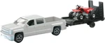 Newray 1:43 Scale Toy White Chevy Silverado Truck W/trailer & Honda Atv 19535B. Fixed Price $20.32.