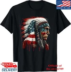 Native American Indian Chief Usa Flag T-shirt, Unisex Tees. Fixed Price $19.99.