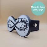 Infinite Love Trailer Hitch Cover Black & White Infinity Heart Plug. Fixed Price $39.00.