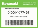 Kawasaki Genuine Tank-comp-fuel,f.black 51001-1677-6Z. Fixed Price $538.43.