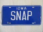 1986 Iowa Vanity Snap License Plate Tag Sp. Fixed Price $59.99.