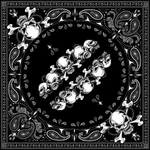Zan Headgear Bandanna Black Skull Row B140 100% Cotton 22"X22". Fixed Price $8.95.