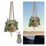 Crochet Hanging Plant Car Pendant - Cute Potted 3.81 3.08 Inch, Green. Fixed Price $13.90.