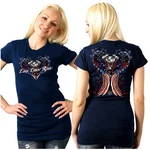 Hot Leathers Womens Navy Blue Angel Wings T-shirt GLD1297L ( Size Large ). Fixed Price $19.76.