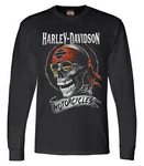 Harley-davidson Men's Distressed Shady Skull Crew-neck Long Sleeve Shirt Black. Fixed Price $42.95.