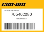 Can-am Genuine TIRE28X9R14 F 705402080. Fixed Price $235.00.