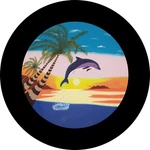 Sunset Jumping Dolphin Tire Cover Any Size Suv, Trailer And Camper Rv. Fixed Price $49.95.