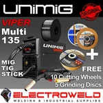 Unimig Viper 135 Multi 3-IN-1 Tig Stick Welder + Welding Torch, Mma U11005K. Fixed Price $279.71.
