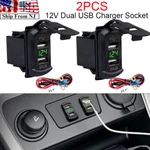 2X Car Charger 12V 24V Dual Usb Socket Green Led Voltage Voltmeter Rocker Switch. Fixed Price $22.03.