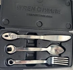 Wrenchware 3-PIECE Flatware Set Knife Fork Spoon Stainless Steel Mechanic Tool. Fixed Price $22.00.