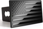 Tow Trailer Hitch Cover W/ American Flag 2"INCH Receiver Black Aluminum. Fixed Price $29.40.
