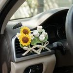 Hand Knitted Car Air Vent Clip, Sunflower Lily Of The Valley Decor. Fixed Price $6.52.