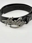 Women's Harley-davidson Black Leather Belt Script Buckle Small. Fixed Price $40.00.