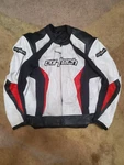 Cortech Latigo 2 Mens Vented Leather Riding Jacket White Black Red Medium. Fixed Price $150.00.