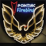 Neonetics; 18" X 32" Pontiac Firebird Gold Sign W/ Backing. Fixed Price $459.99.