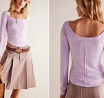 We The Free Can Let Go Long Sleeve Shirt Lilac Frost Purple Med. Fixed Price $15.00.