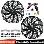 2PCS 16" Inch Electric Radiator Slim Fan With Thermostat Wiring Switch Relay Kit. Fixed Price $65.99.