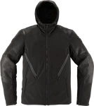 Icon BASEHAWK2 Leather And Softshell Motorcycle Jacket Black, Large 2820-6148. Fixed Price $299.00.