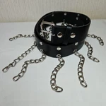 Goth Hot Topic Chain Link Belt Mens Xl Studded Black Leather Bondage Cosplay Y2K. Fixed Price $25.98.
