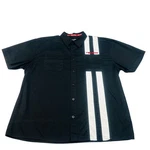 Polaris Racing Button Front Shirt Mens Xl Black Stripe Garage Work Moto Atv. Fixed Price $27.97.