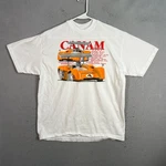 Vintage Can-am 1969 Mclaren Racing Car Graphic Shirt White Mens Size Large. Fixed Price $47.99.