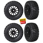 Traxxas Black 12-SPOKE Rally Wheels W/ Tires (4) : 1/10. Fixed Price $49.90.