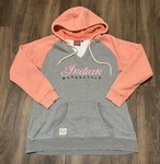 Indian Motorcycle Women Sz. Xl V-neck Raglan Hoodie Pink & Gray Embroidered. Fixed Price $31.50.