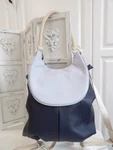 American Leather Co. Navy Color Block Backpack Purse Msrp $248. Fixed Price $50.00.