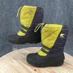 Sorel Flurry Boots Youth Insulated Mid Calf Snow NY1799-380 Gray Yellow. Fixed Price $37.99.