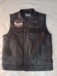 Fmc First Classics Black Leather Biker Motorcycle Vest Snap Zip Size. Fixed Price $69.99.