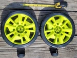Ryobi 18V One+ 16INCH Lawn Mower Tires (2 Used Rear & Caps Only). Fixed Price $79.99.
