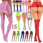 Us Women's Waist Oil Smooth Mini Skirts With Silky Stockings Thigh Set. Fixed Price $9.29.