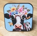 Cow Wearing Glasses & Flowers 2" Heavy Duty Trailer Hitch Cover Cap Plug 2.5". Fixed Price $12.50.