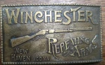 Vintage Winchester Repeating Arms Brass Belt Buckle Men Western Rifle. Fixed Price $15.00.