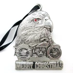 Motorcycle Christmas Ornament Biker Eagle Silver Tone Metal Patriotic. Fixed Price $6.29.